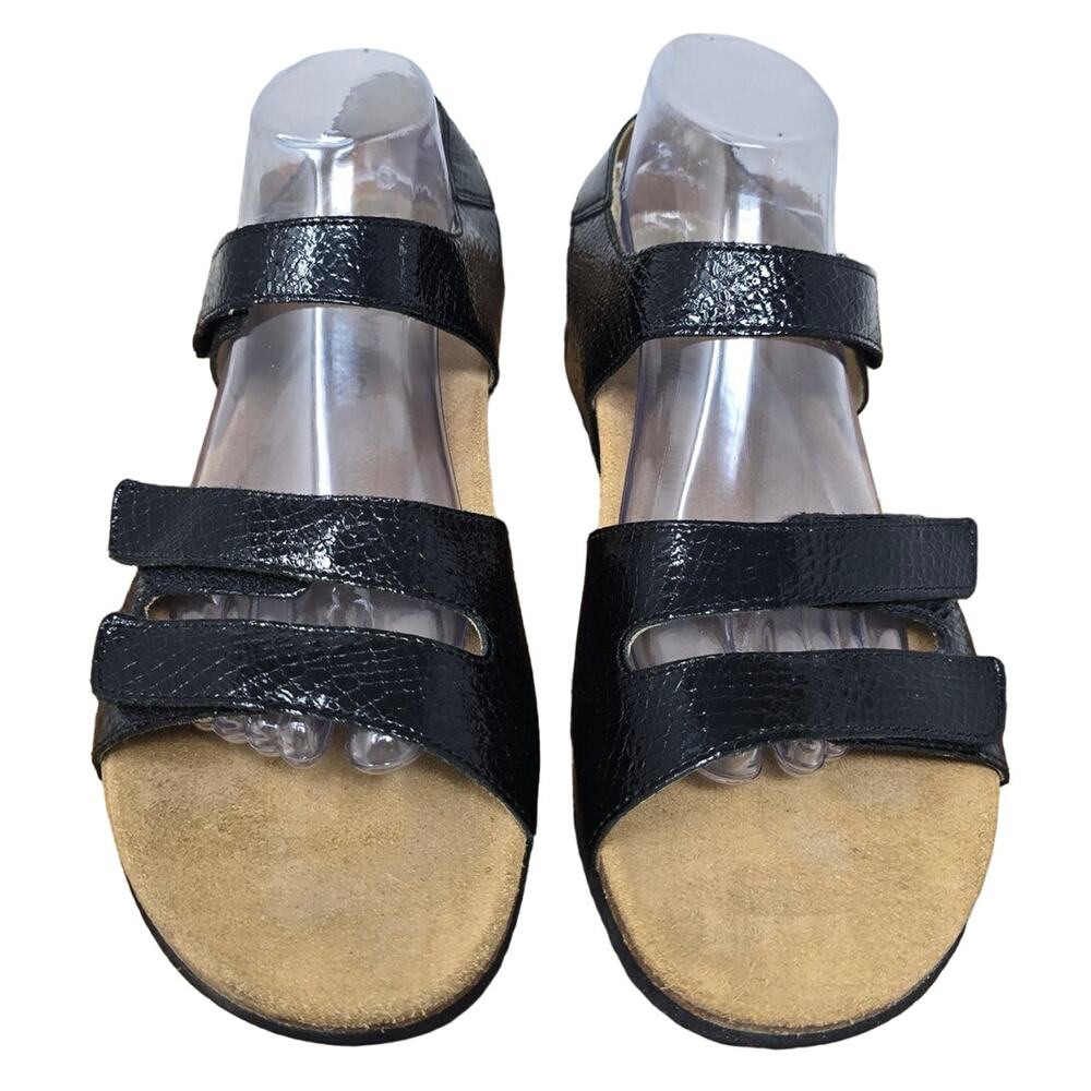 VIONIC Valencia Black Faux Croc Design Adjustable Straps Women's Sandals 11